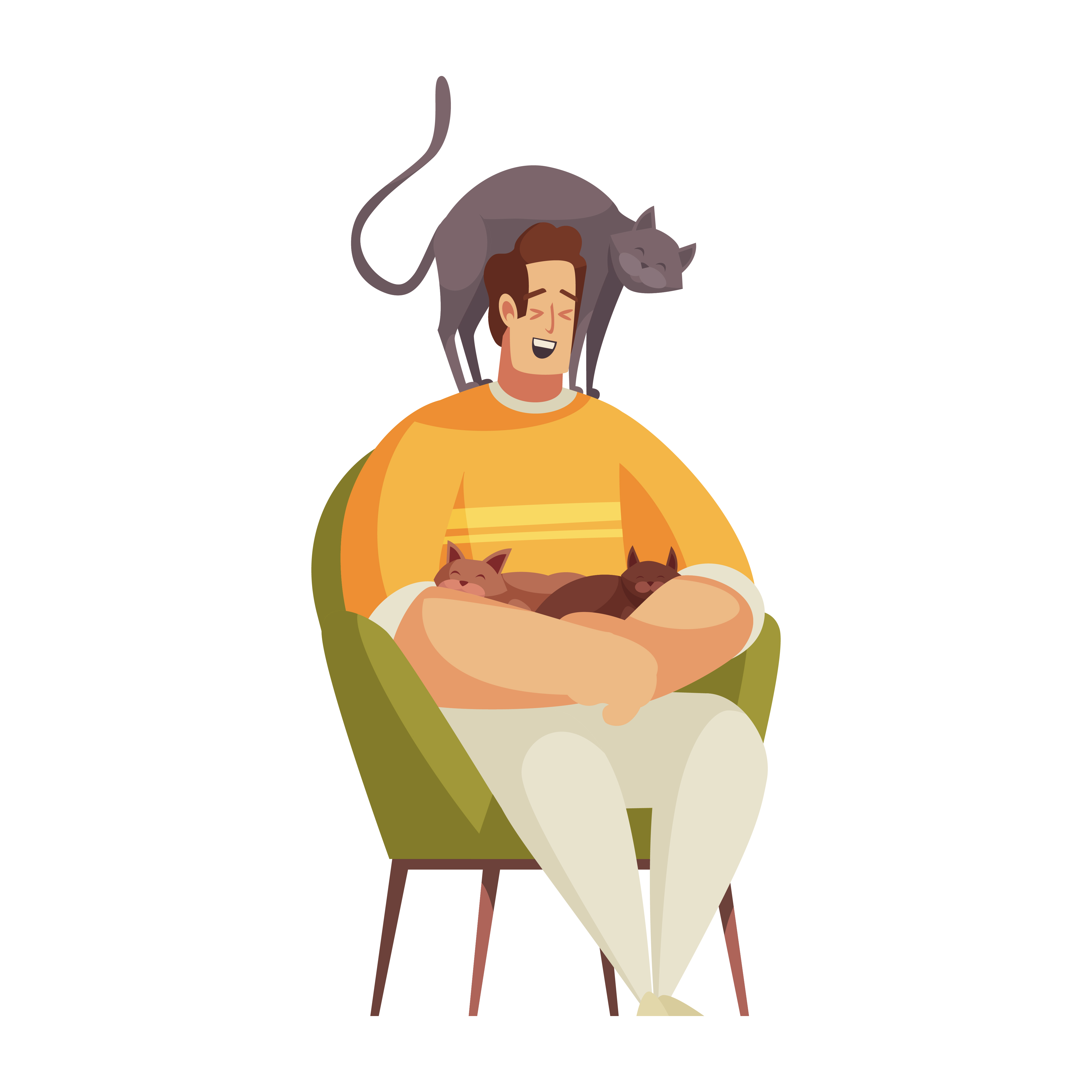 Happy cat with pet sitter